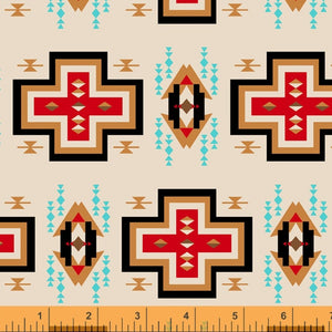 11" x 44" Spirit Trail Cotton Fabric by Windham, Cruz, Ivory, Southwestern