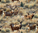 10" x 44" Mule Deer in Sage Fabric by the Yard, Elizabeth's Studio