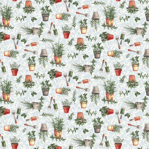 Gardening Snowmen Fabric by Henry Glass, Gardening Novelty, Winter Holiday Fabric