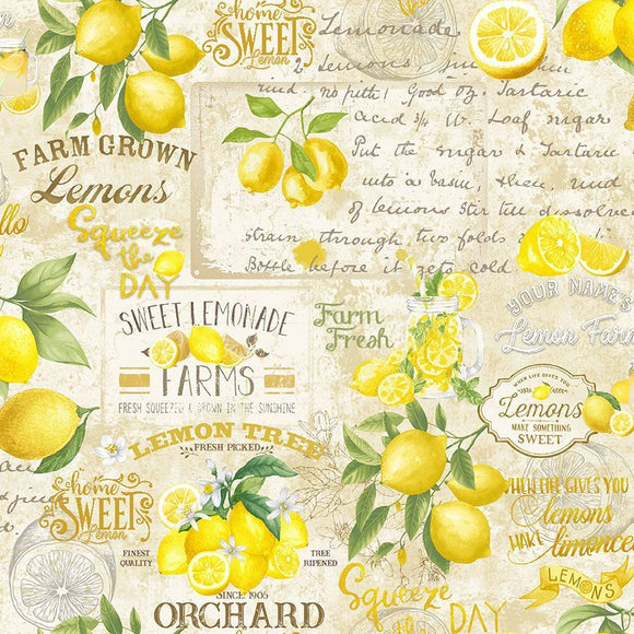 Lemon Bouquet, Lemon Farm Collage by Timeless Treasures