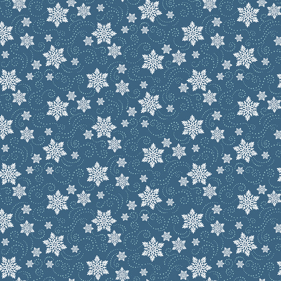 Snowman's Dream Snowflakes Fabric by Studio E, Blue