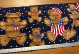 Wamsutta Hallmark Cotton Patriotic Appliques Teddy Bears Fabric Panel
