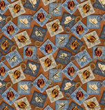 Yellowstone Bandanas and Hats Tan, Fabric by Benartex, Western Fabric