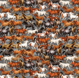 Yellowstone Running Horses Gray, Fabric by Benartex, Western Fabric