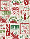 Comfort and Joy Quilt Fabric, Timeless Treasures, Christmas Patch on Wood
