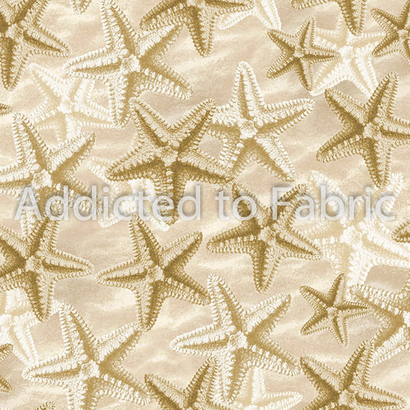 Welcome to the Beach Fabric by Timeless Treasures, Starfish, Shells, Cotton Fabric