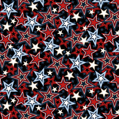 American Muscle Cars Fabric, Patriotic Multi Stars by Studio E