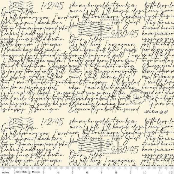 Art Journal Dear Folks Parchment Fabric by Riley Blake, Script, Words, Writing