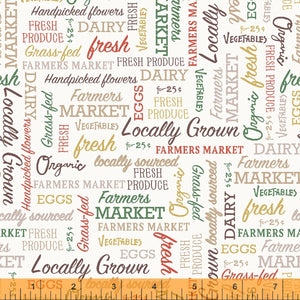Farmer's Market Words on White Fabric by Windham Fabrics