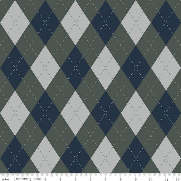 Golf Days Argyle Navy Fabric by Riley Blake, Argyle Plaid, Golf Fabric, Blue