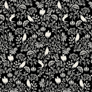 9" x 44" Harvest Moon Ghostly Vine, Halloween Fabric by Studio E, Black and White
