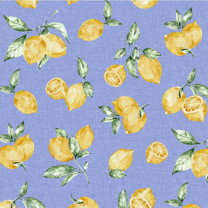 Limoncello Lemon Fabric by Michael Miller, Limoni, Blue, Citrus Fruit Fabric
