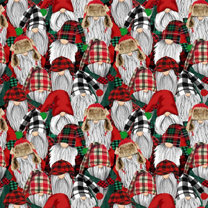 Packed Lumberjack Gnomes Fabric by Timeless Treasures, Winter Gnomes