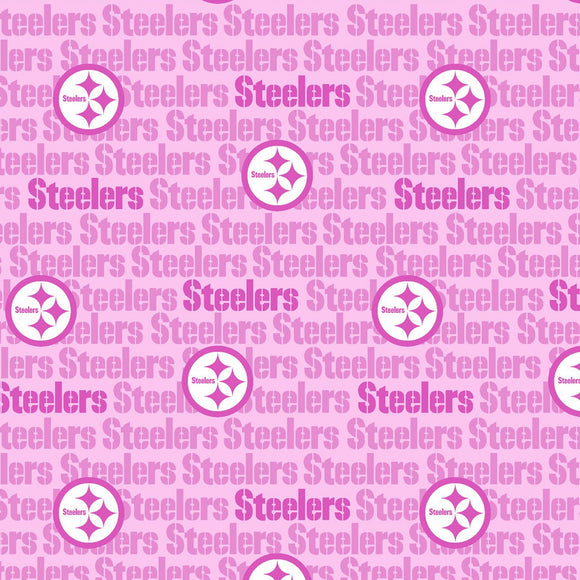 Pittsburgh Steelers Pink Fabric by the Yard or Half Yard, Licensed NFL Cotton Fabric