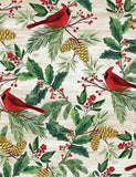 Comfort and Joy Quilt Fabric, Timeless Treasures, Red Cardinals on Wood