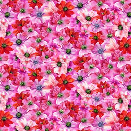 Red Fresh Bouquet Fabric by Michael Miller, Floral Fantasy