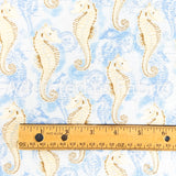 11" x 44" Seahorse Fabric by Timeless Treasures, Beach, Blue