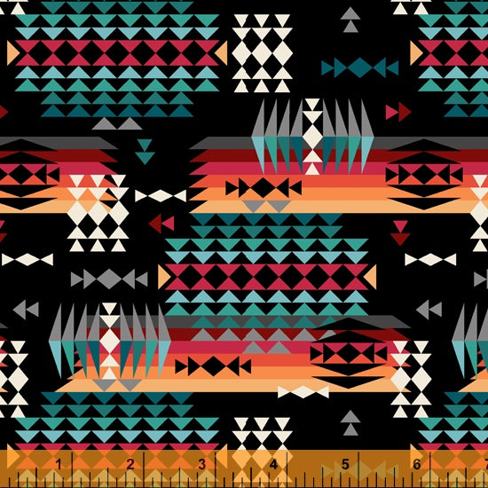Spirit Trail Cotton Fabric by Windham, Mountain Pass, Black, Southwestern, Navajo