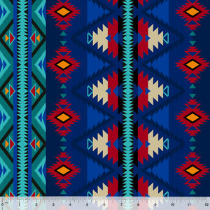 Spirit Trail Cotton/Canvas Fabric by Windham, Raymi Cobalt, Southwestern