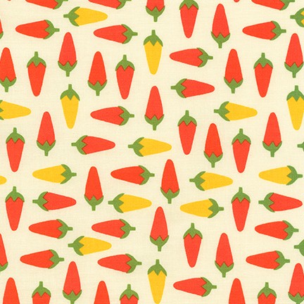 Chili Peppers Fabric by Robert Kaufman, Hot Jalapeno's on Cream Background