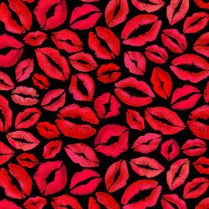 8" x 44" Red Lips and Kisses Cotton Fabric by Timeless Treasures, Valentine's Day Fabric
