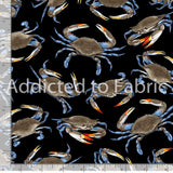 18" x 21" Seaside Getaway, Blue Crabs Fabric by Timeless Treasures, Beach, Ocean, Seafood