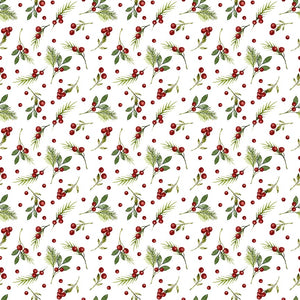 Winter White Winter berries Fabric by Studio E, Winter Holiday Fabric