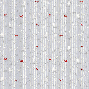 Winter White Birch Stripe Fabric by Studio E, Winter Holiday Fabric