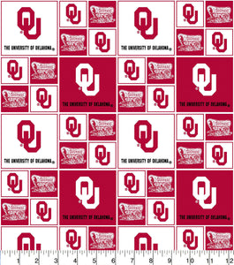 17" x 44" University of Oklahoma Fabric, Licensed NCAA Fabric, OU, Sooners Fabric