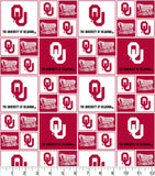 17" x 44" University of Oklahoma Fabric, Licensed NCAA Fabric, OU, Sooners Fabric