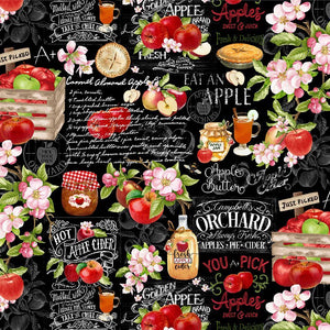 Orchard Valley Apple Farm Chart Fabric by Timeless Treasures, Apple Pie, Apple Jam