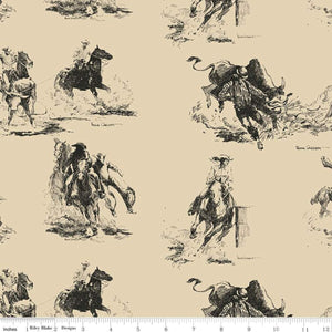 Back of the Chutes Main Parchment Fabric by Riley Blake Designs, Cowboys, Rodeo Fabric