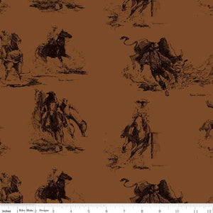 Back of the Chutes Main Sienna Fabric by Riley Blake Designs, Cowboys, Rodeo Fabric