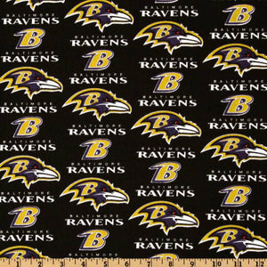 16" x 58" Baltimore Ravens Fabric, Licensed NFL Cotton Fabric