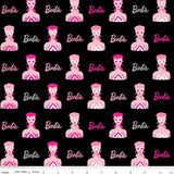 12" x 44" Barbie Fabric by Riley Blake Designs, Main Black Cotton Fabric, EOB