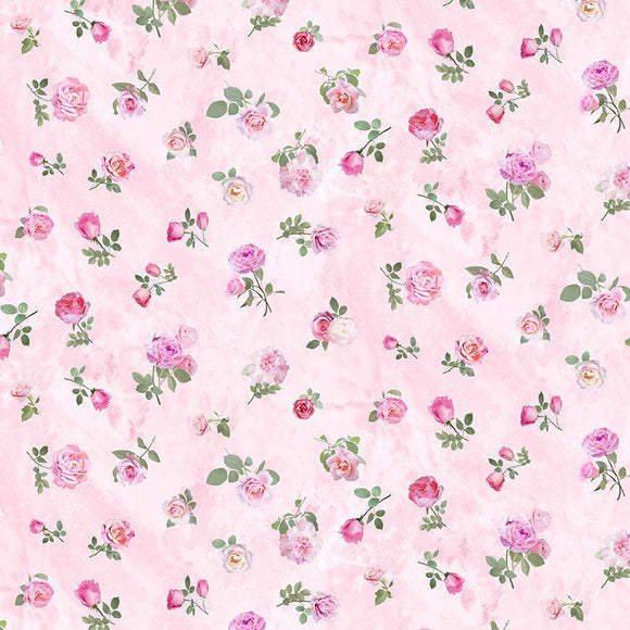 Bellerose Fabric by Timeless Treasures, Tossed Roses, Rose, Pink