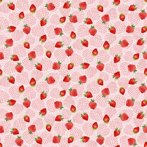 Berry Sweet Dotty Strawberries Fabric by Timeless Treasures, Pink