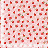 Berry Sweet Dotty Strawberries Fabric by Timeless Treasures, Pink