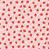 Berry Sweet Dotty Strawberries Fabric by Timeless Treasures, Pink