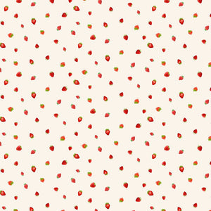 Berry Sweet Mini Strawberries Fabric by Timeless Treasures, Cream