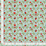 Berry Sweet Strawberries & Flowers Fabric by Timeless Treasures, Sky Blue