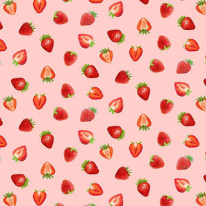 Berry Sweet Tossed Strawberries Fabric by Timeless Treasures, Pink