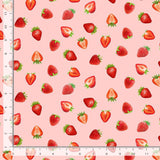 Berry Sweet Tossed Strawberries Fabric by Timeless Treasures, Pink