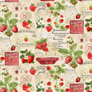 Berry Sweet Strawberries Market Collage by Timeless Treasures