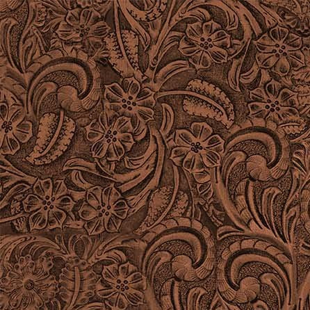 Big Sky Country Fabric by Michael Miller, Tooled Leather on Mahogany, Western Fabric