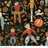 Bittersweet Farm Main Midnight Fabric by Riley Blake Designs, Fall, Autumn, Scarecrows