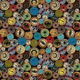 Antique Spool Labels Fabric by Timeless Treasures, Quilting Fabric, Thread