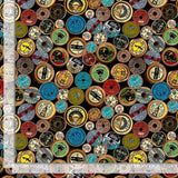 Antique Spool Labels Fabric by Timeless Treasures, Quilting Fabric, Thread