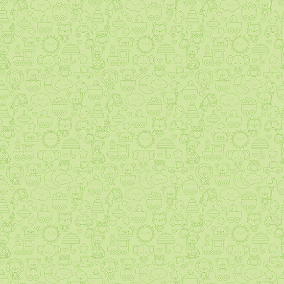 Bundle of Joy Tone-on-Tone Green Fabric by Riley Blake Designs, Baby Themed