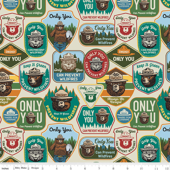 Only You Smokey Bear Fabric by Riley Blake Designs, Main Cream